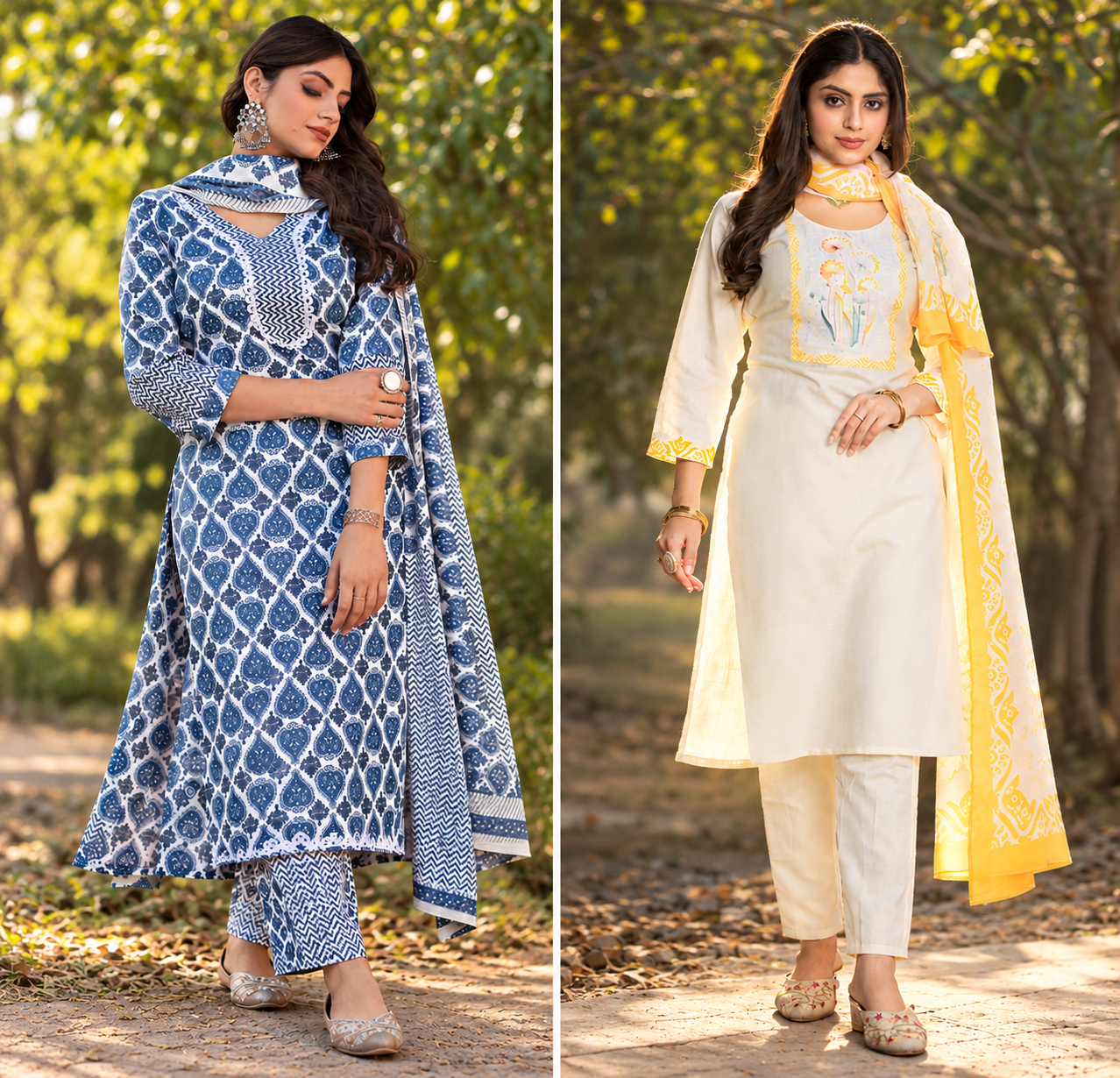 Sunlit Garden Salwar Suit Diptych